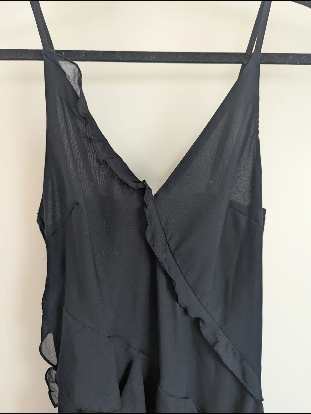 Abercrombie & Fitch Black Ruffle V-Neck Maxi Dress